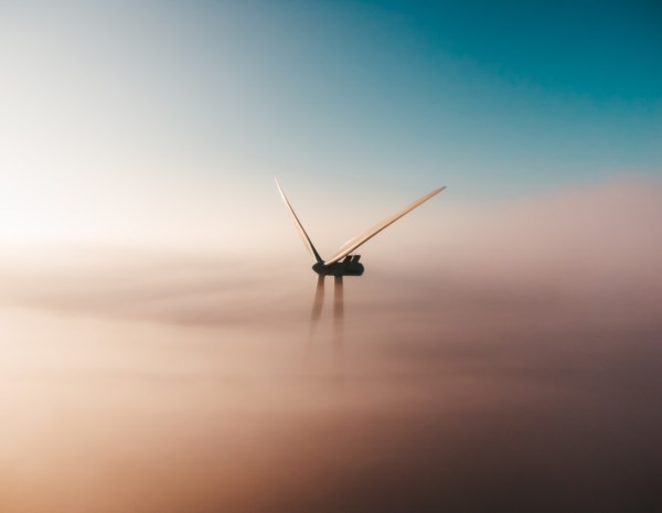 wind turbine in a fog